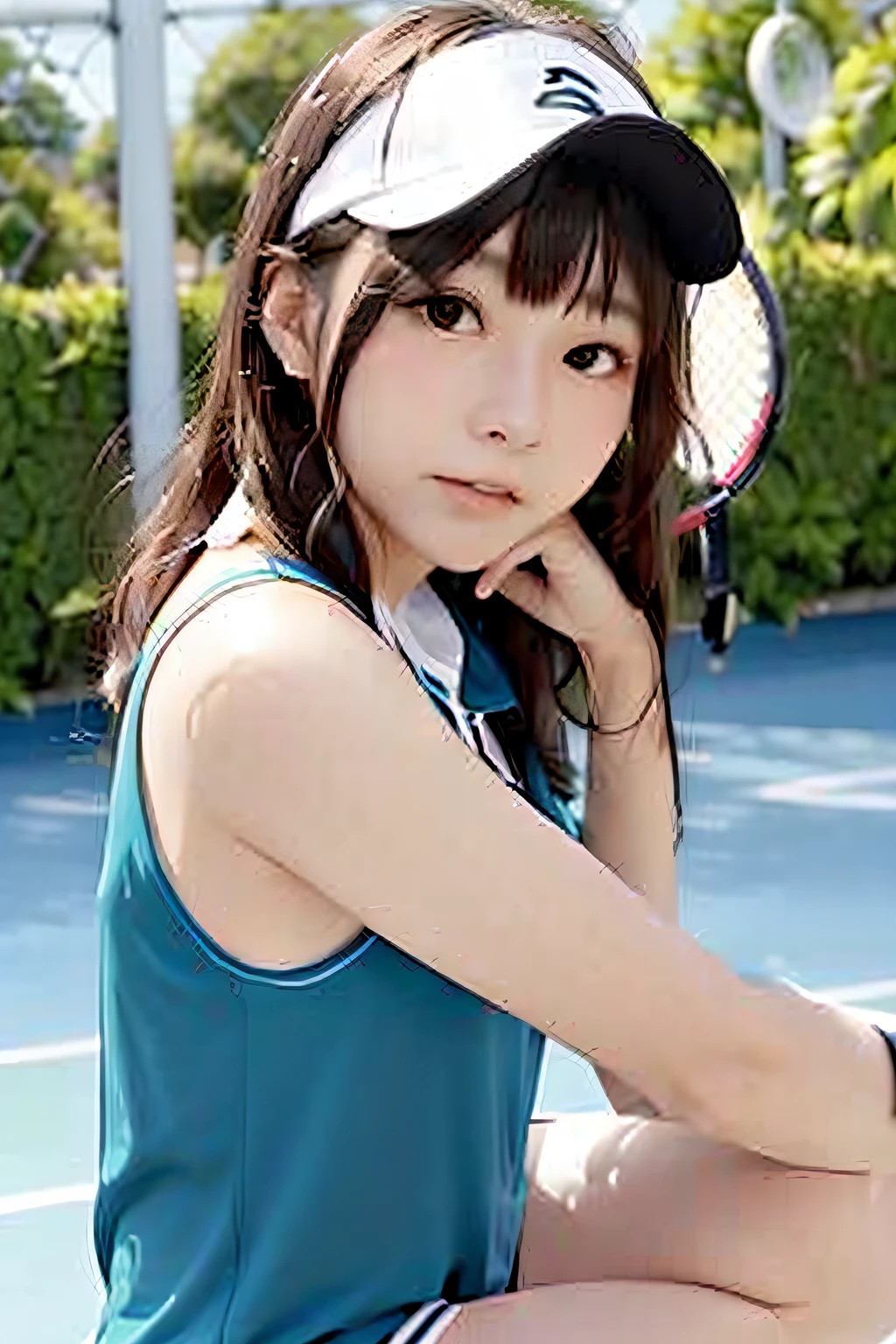 hkgirl、Before a tennis match、Have a racket and a ball、Tennis Wear