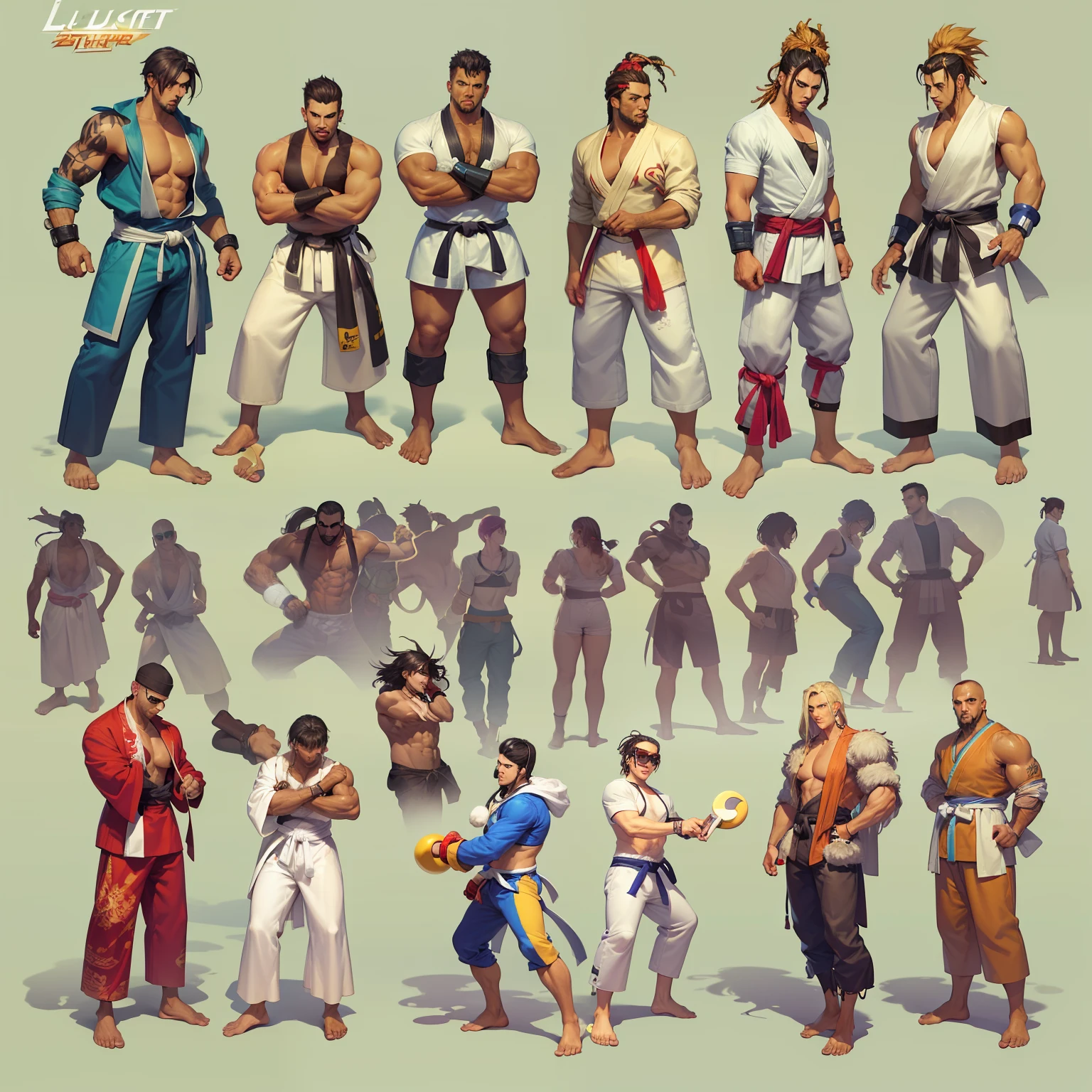 A close up of a bunch of people with different poses - SeaArt AI