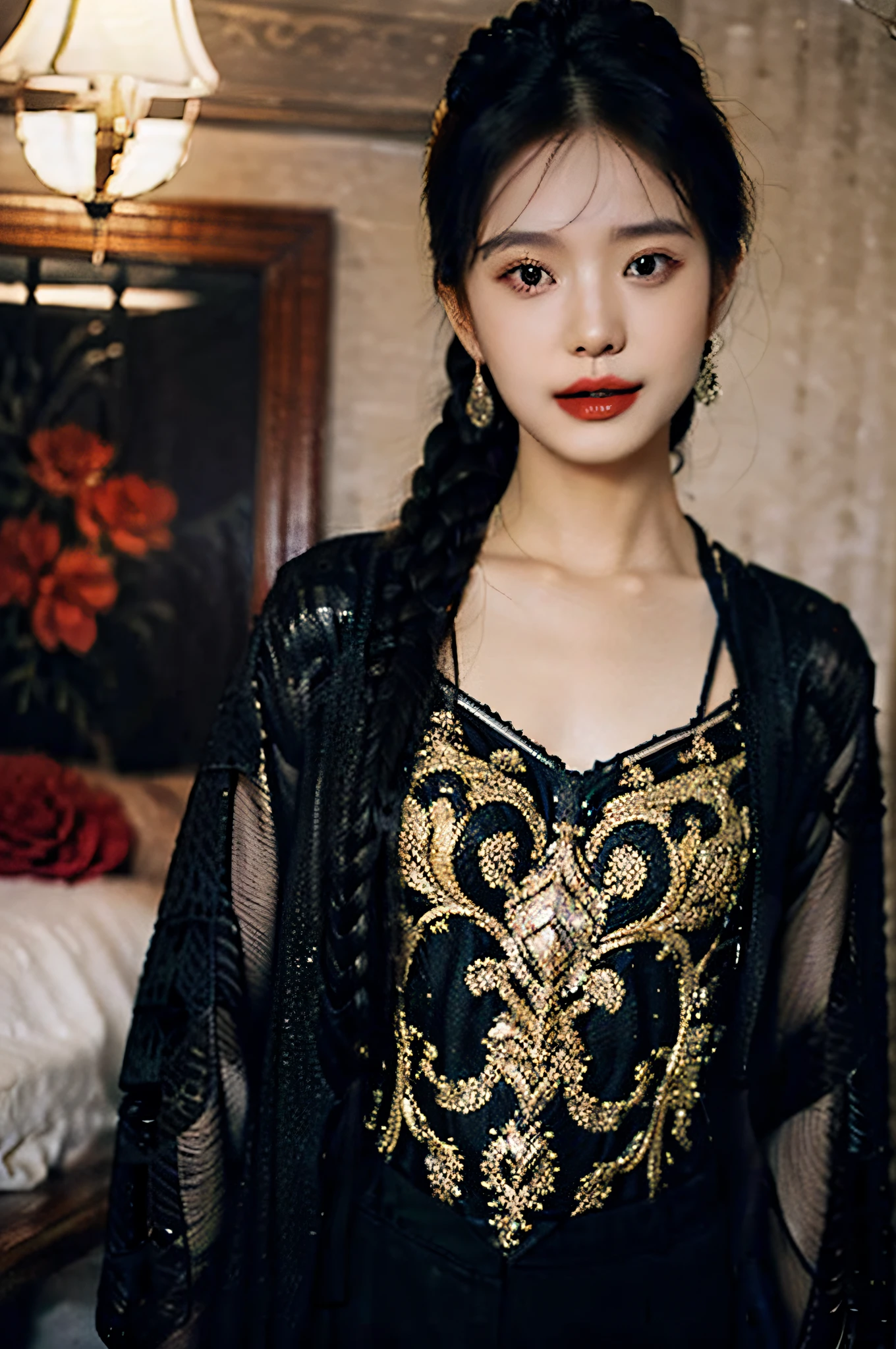 （Hyperrealistic,）8k,35mm，hyper-high detail, Professional lighting, Best quality, Ultra-high resolution, Visually stunning, (1girll:1.1), （Uyghur clothing 1.2）,realskin,（Perfect body 1.3）（Ultra-delicate face）Uyghur1.2