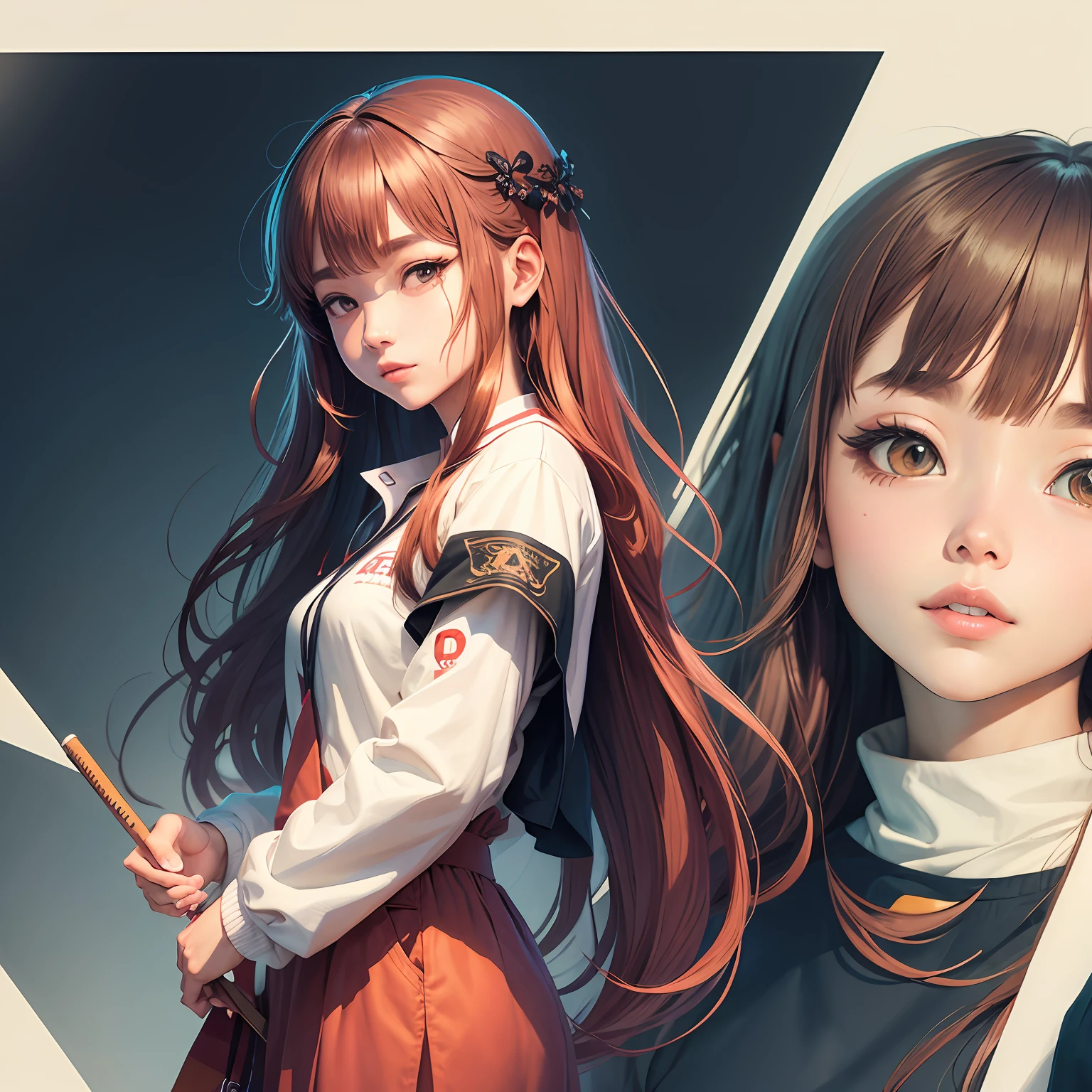 Anime girl with long red hair and a sword in her hand - SeaArt AI