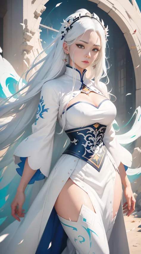 Close-up of a woman with white hair and a white mask，Belle peinture de personnage，Guviz，Guviz-style artwork，white-haired god，Yang J，Epic and beautiful character art，Stunning character art，FAN Qi，Wu Zhun Shifan，Guvitz at the Pixiv Art Station,dynamic action