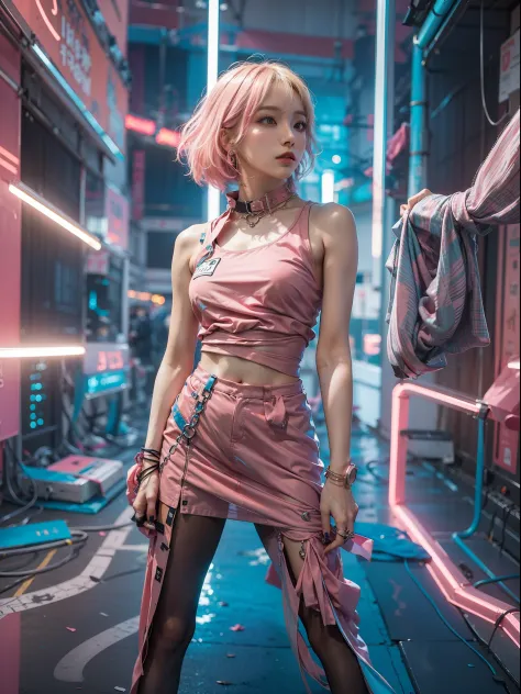 "a women in futuristic dresses striking dynamic poses for promotional photos,dynamic pose,tube crop top dress,medium-blond hair ...