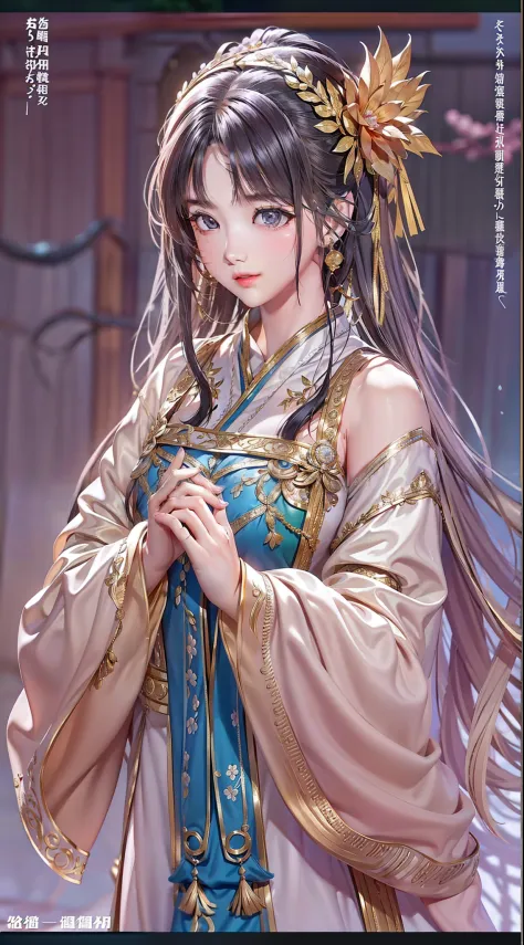 her hair is like a waterfall at night，soft and shiny。every strand of hair reveals the gentle and delicate beauty of ancient wome...