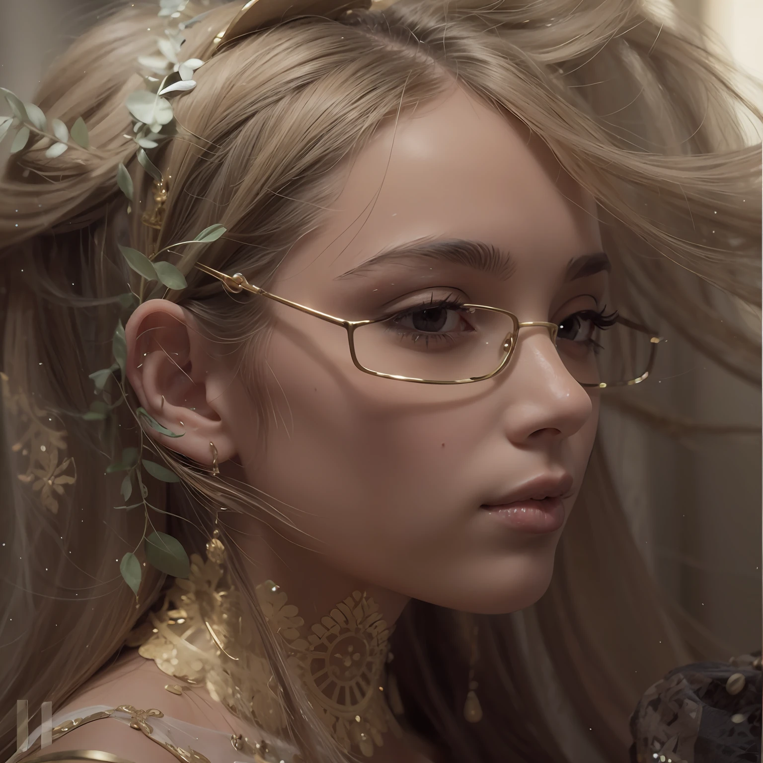 Desnúdate y quita las decoraciones para obtener un retrato natural sin gafas sobre un lienzo en blanco. arreglar el cabello. hombros desnudos.