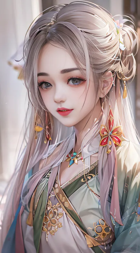 her hair is like a waterfall at night，soft and shiny。every strand of hair reveals the gentle and delicate beauty of ancient wome...