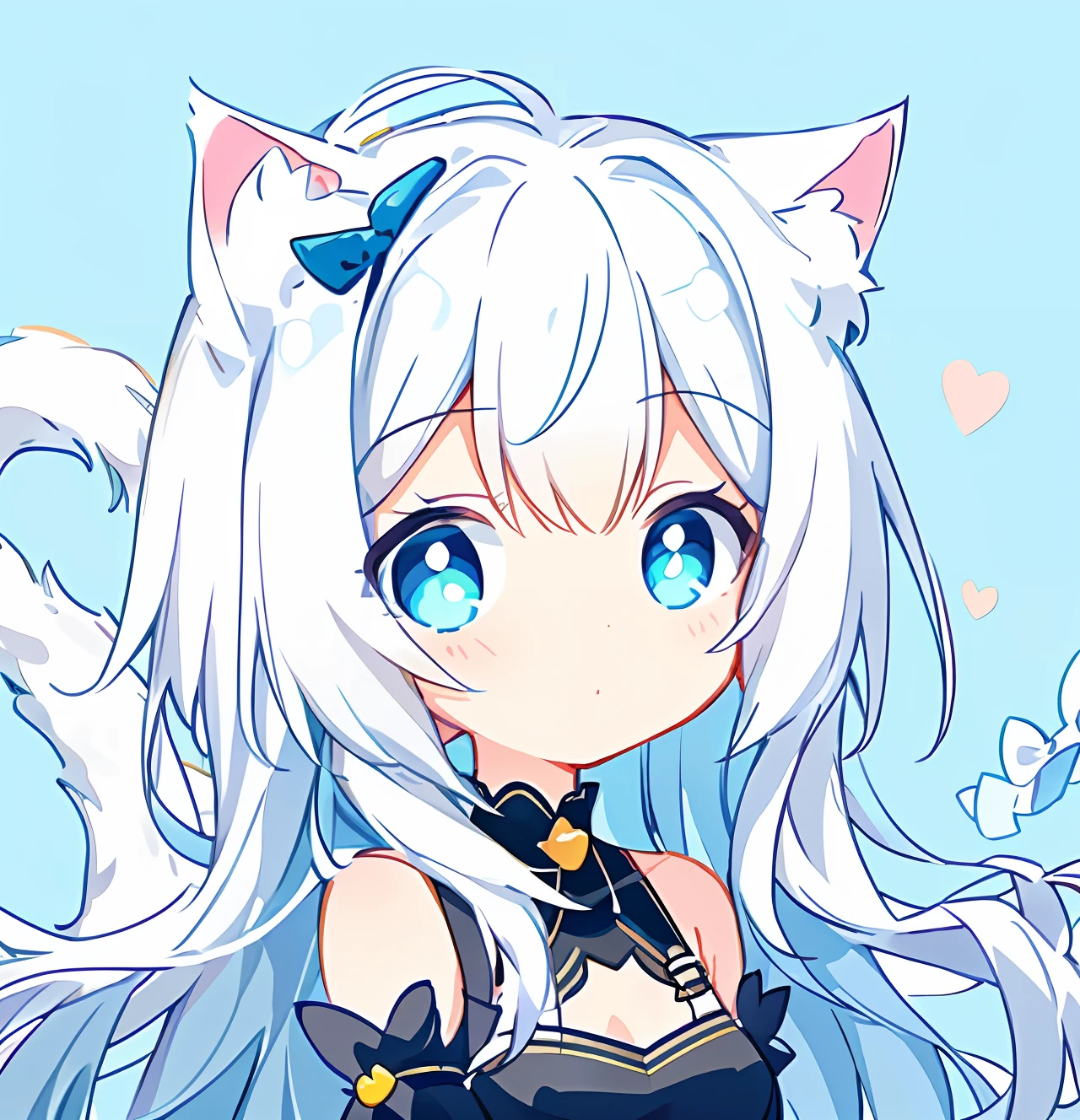 Draw a girl with a cat's tail and a dress, cute anime catgirl, Cat woman, anime catgirl, Cute!! tchibi!!! Cat woman, Cat girl, thick lineart, nekomimi, White Cat Girl, DDLC, small curvaceous , linear art, Simple lines of art, flat anime style shading, holding a pudica pose