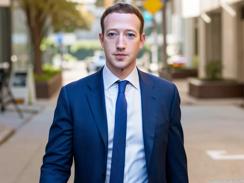 arafed man in a suit and tie walking down a street, zuckerberg, mark zuckerberg, photo of mark zuckerberg, mark zuckenberg, cybo...