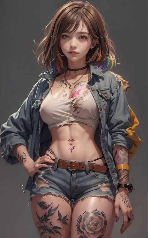 ((medium breast, tomboy girls, small head)),  (chiseled abs : 1.1), (perfect body : 1.1), (short wavy hair : 1.2) , auburn hair,...