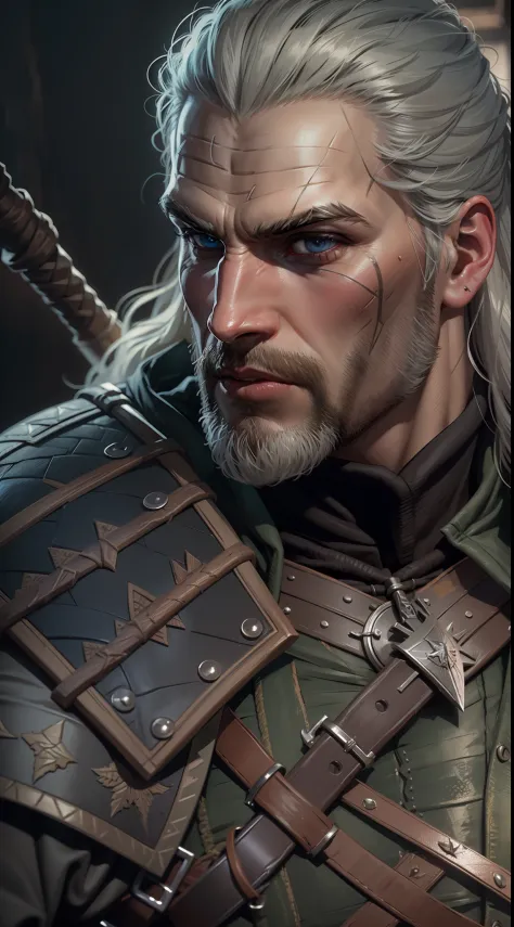 The Witcher Geralt de Rivia ,ultra details, precise texture details HDR, UHD,16K,