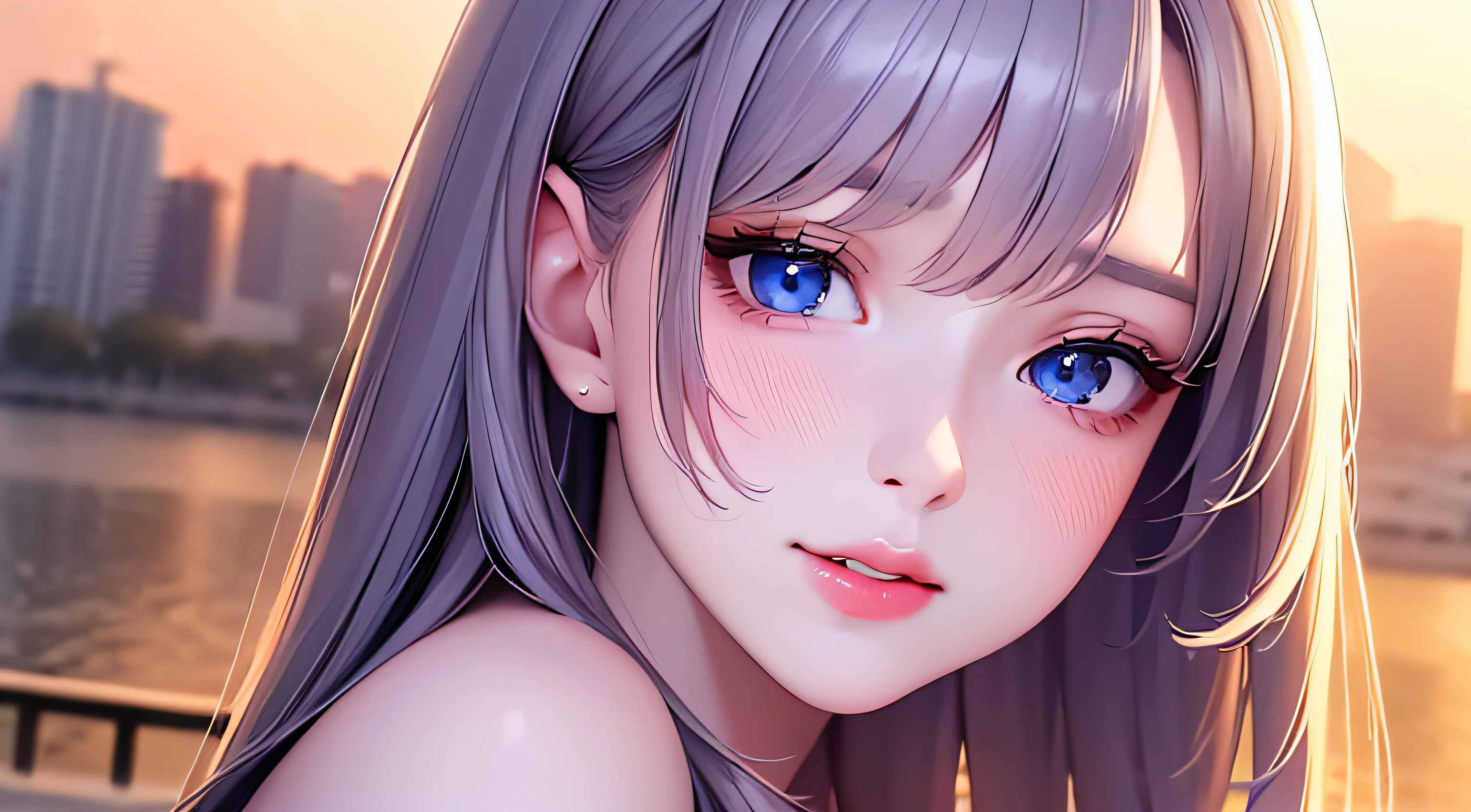 (photorealistic:1.4), (masterpiece, side dim light, finely detailed beautiful eyes: 1.2), masterpiece*portrait, realistic, 3d face, Stelle \(honkai star rail\), 1girl, white oversize T-shirt, bare shoulder, universe, rail, bangs, blush, shy, lustful eyes, medium long hair, looking at viewer, gasp, medium breasts