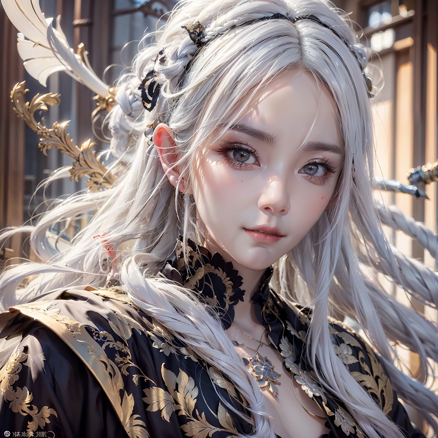 a close up of a person with white hair and a sword, white haired deity, with white long hair, with long white hair, artwork in the style of guweiz, white haired, guweiz, handsome guy in demon slayer art, beautiful character painting, by Yang J, white-haired, guweiz on pixiv artstation, anime character