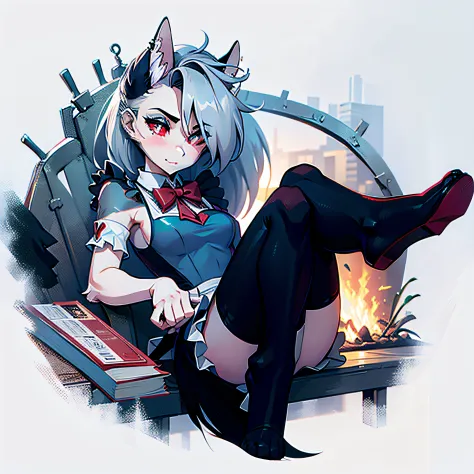 wolf red eyes maid suit
