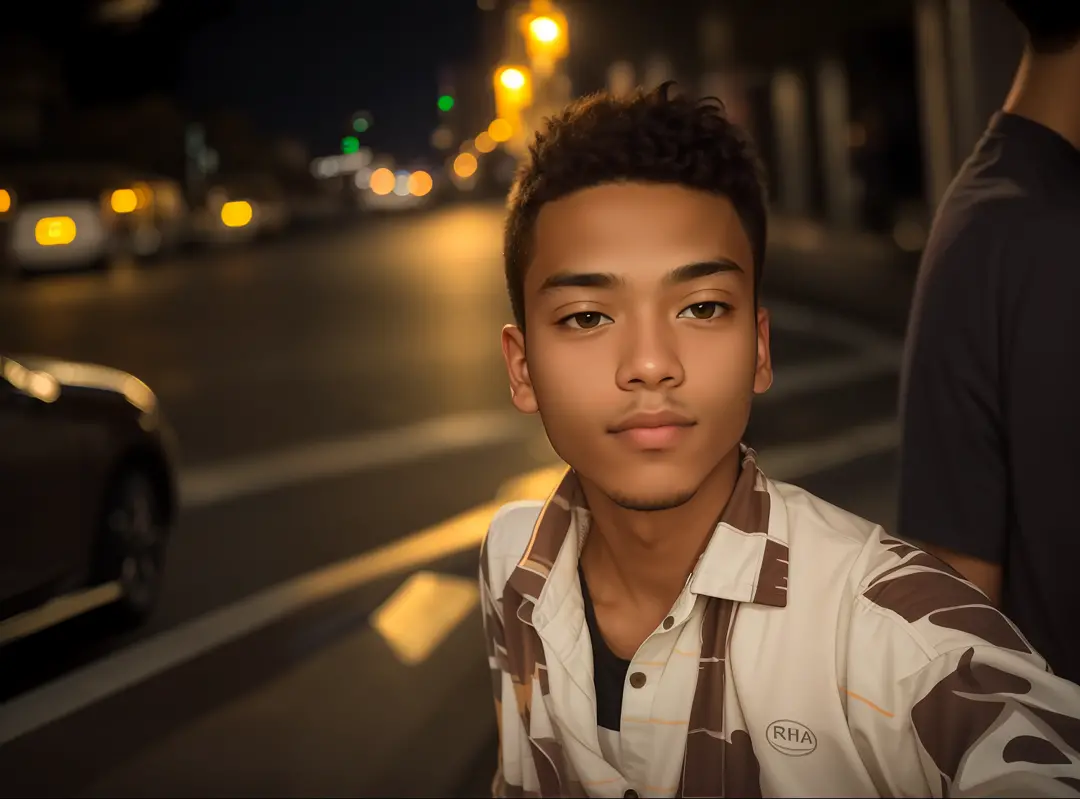 raw photo, a portrait photo of 19 y.o man in casual clothes, night, city street, (high detailed skin:1.2), 8k uhd, dslr, soft li...