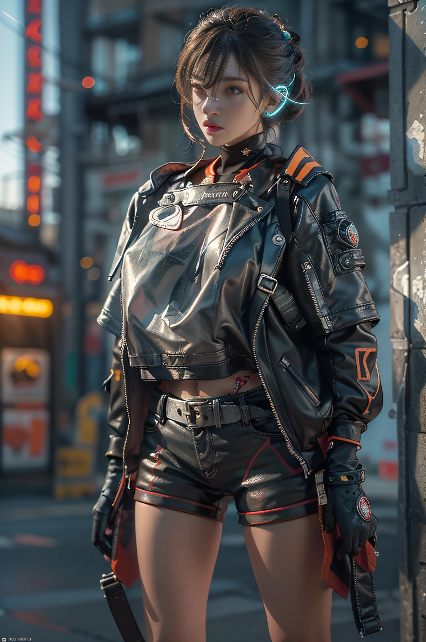 ((Best quality)), ((masterpiece)), (detailed:1.4), 3D, an image of a beautiful cyberpunk female,HDR (High Dynamic Range),Ray Tracing,NVIDIA RTX,Super-Resolution,Unreal 5,Subsurface scattering,PBR Texturing,Post-processing,Anisotropic Filtering,Depth-of-field,Maximum clarity and sharpness,Multi-layered textures,Albedo and Specular maps,Surface shading,Accurate simulation of light-material interaction,Perfect proportions,Octane Render,Two-tone lighting,Wide aperture,Low ISO,White balance,Rule of thirds,8K RAW,