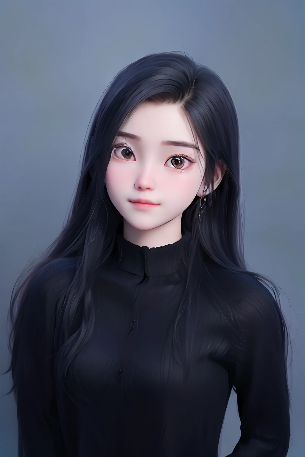 Close-up of a woman with long black hair in a black sweater, xintong chen, xision wu, Li Zixin, wenfei ye, Zhang Wanting, headshot profile picture, Lin Qifeng, Yun Ling, chengyou liu, professional profile picture, yanjun cheng, wei wang, zhelong xu, zeng fanzh, Zhang Pengzhen