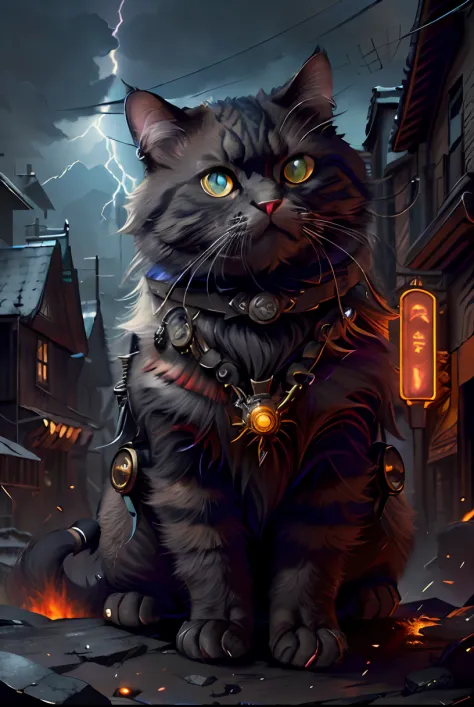 Angry cat god, closeup, steampunk anthropomorphic , black plague mask, Artstation illustrators, intricate details, face, full bo...