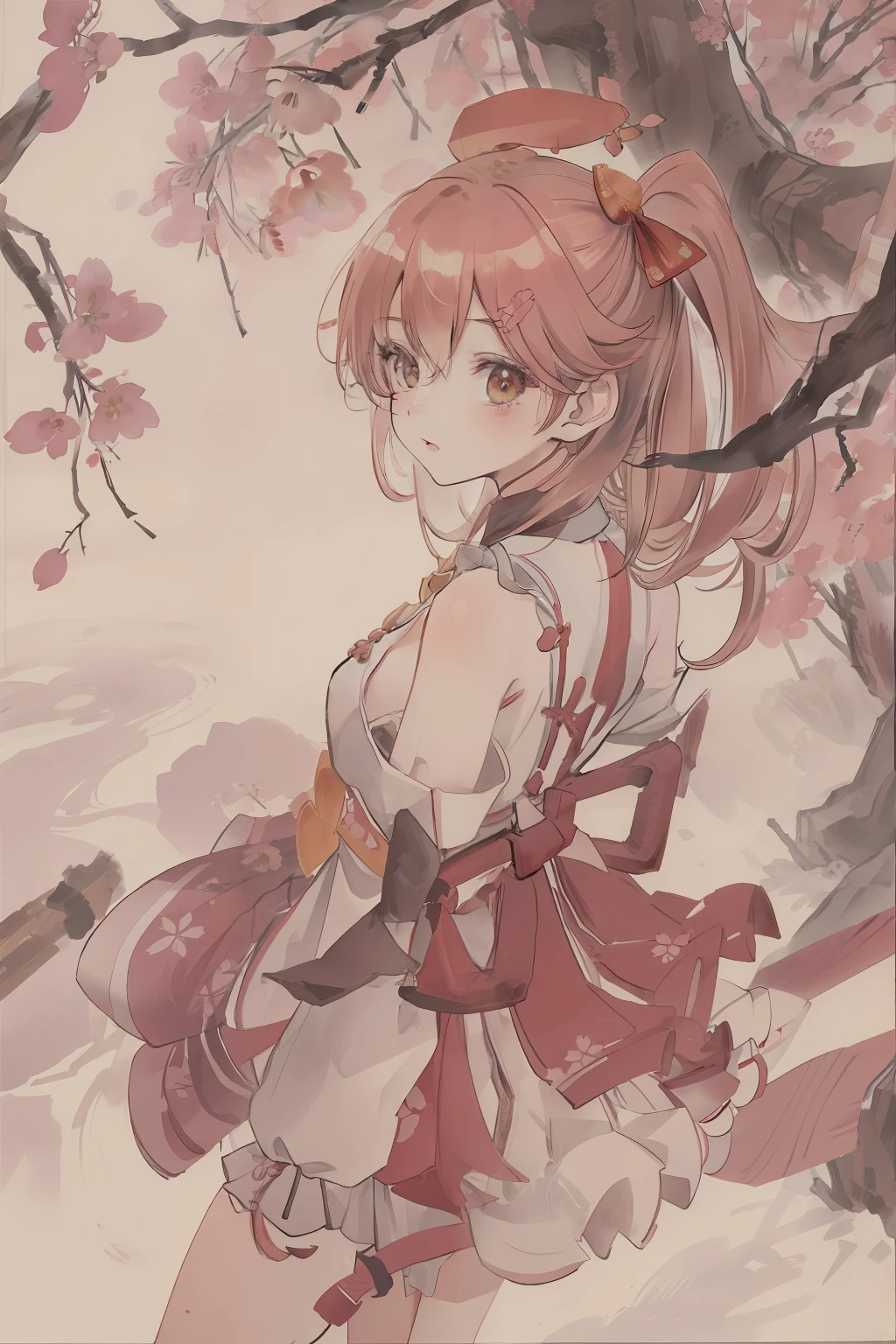 Sakura Miko,​masterpiece,top-quality,8K Watercolor　Cherry blossoms