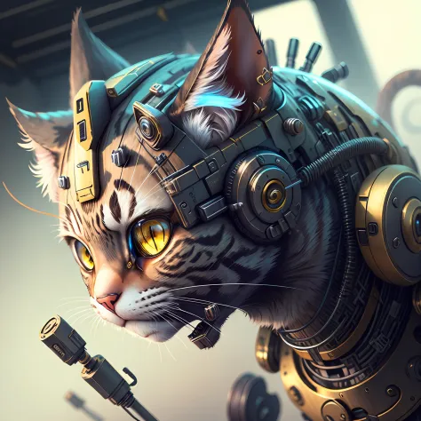 cat, cyborg, cute