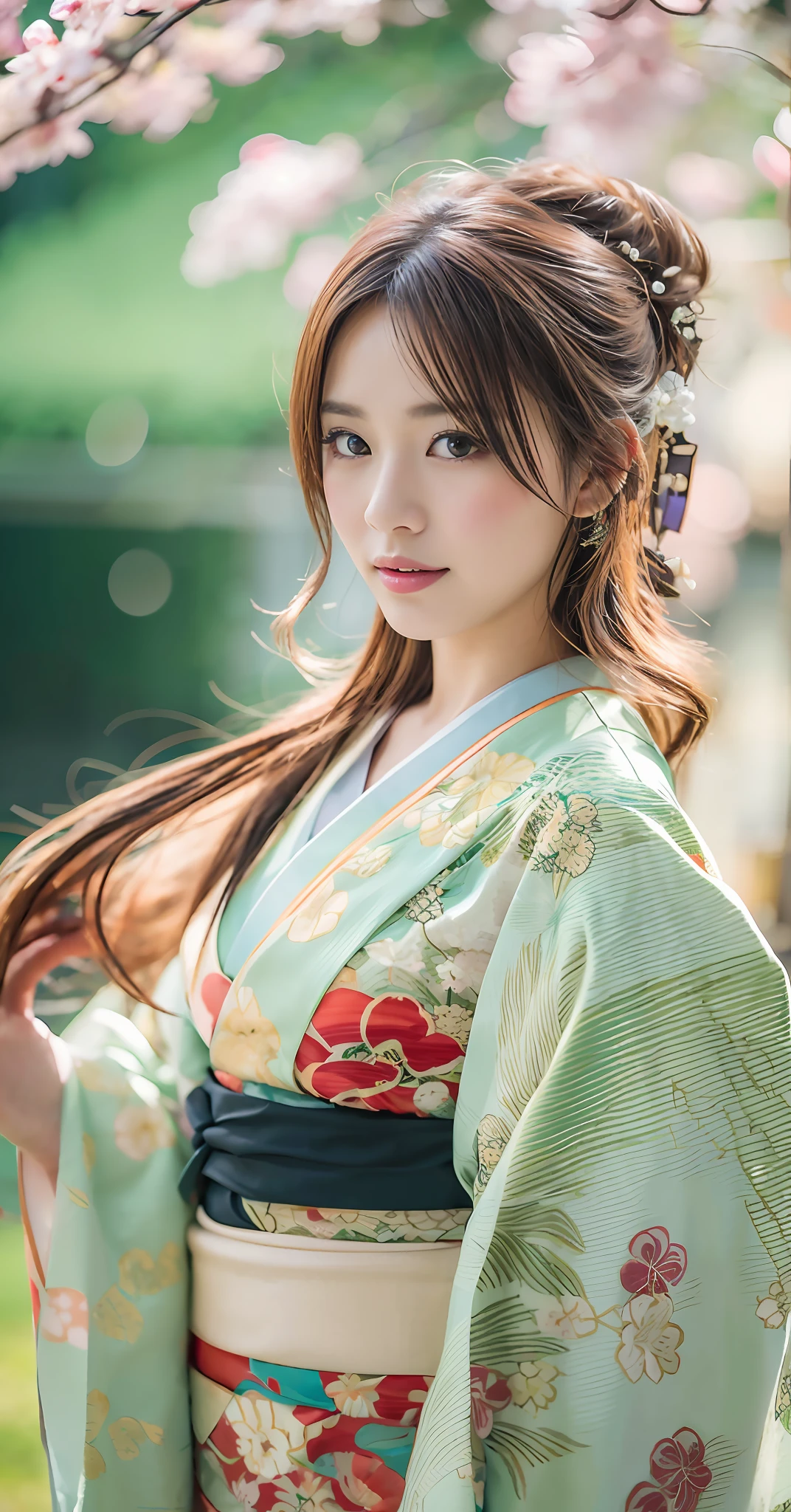 Nikon Z 85mm、The Beauty of Japan、Elegant and elegant portrait、Japanese theme、Traditional kimono、Washi background、Filming in the Japan Garden、Beautiful Japanese makeup、Soft glow of natural light、A beautiful woman that symbolizes Japan culture