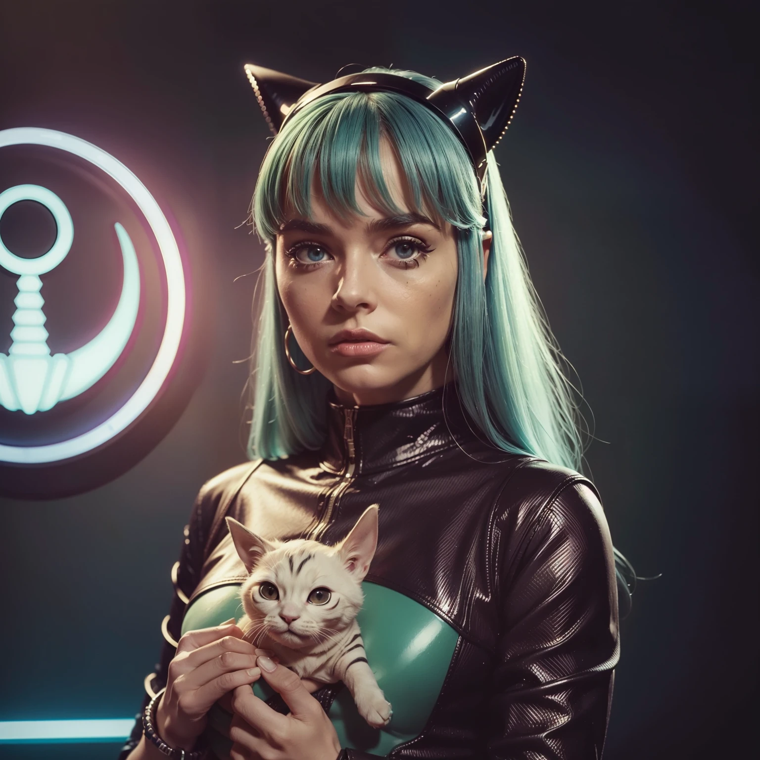 4k image of a 1960s science fiction film by Guillermo del Toro, pastels colors, Young animal makeup holding a mechanical animal in the city, Retro-futuristic fashion clothes from the 60s with alien ornaments, Luz Natural, Psicodelia, futurista estranho, retro-futurista, photo-realistic, Sharp background details.