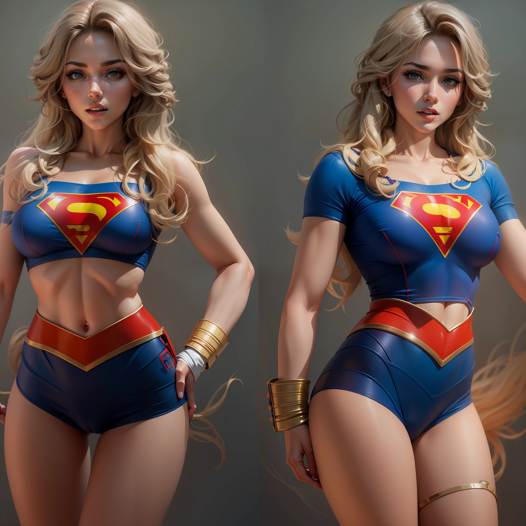 A close up of a woman in a superman costume posing - SeaArt AI