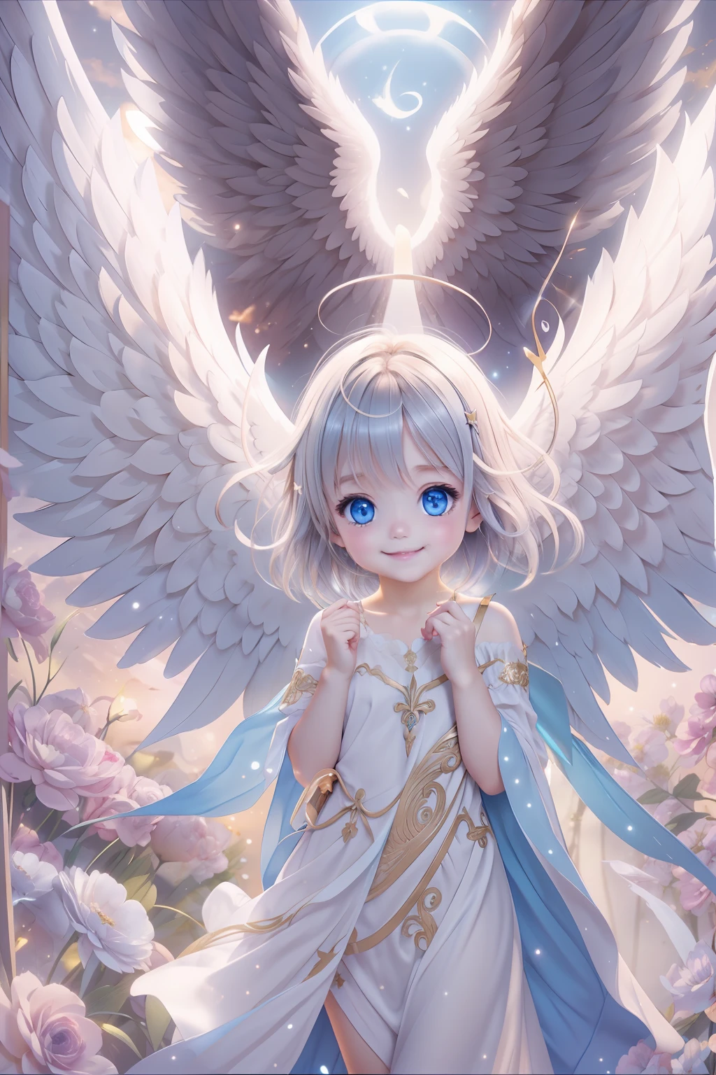 الملاك الأزرق العينين、المزيد من الملائكة الجميلة、الملاك الرائع、الخلفية السماوية、تألق、ابتسامة、الطفل الملاك