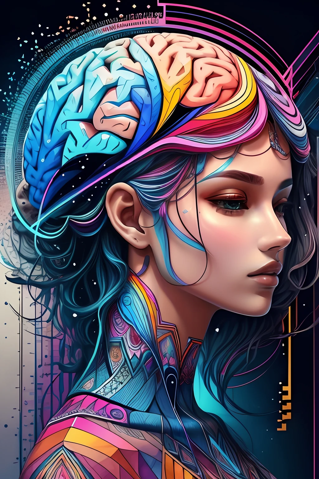 (human brain), padding ,multidimensional geometric wall PORTRAIT, artistry,
yang08k, comely, Colouring,
Primary works, top-quality, best qualityer, offcial art, Beautiful and Aesthetic,