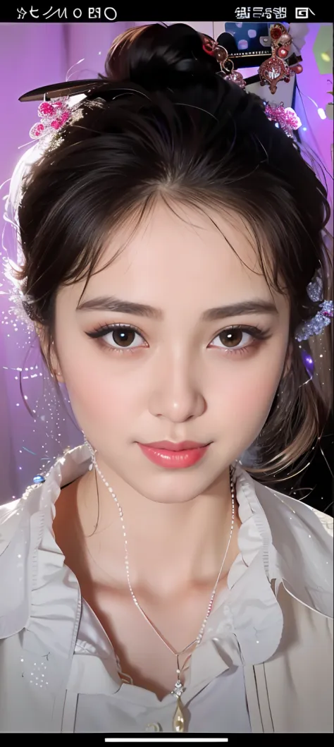 a close up of a woman with a necklace on her head, 8K selfie in costume makeup, ，shaxi, ruan jia beautiful!,  Xianxia