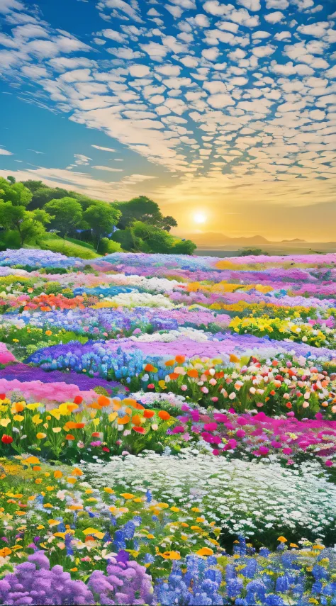 Flowers bloom，Colorful，Flowers and plants，Like a dreamy wonderland，A sea of flowers overflowing，Beautiful view of flowers bloomi...