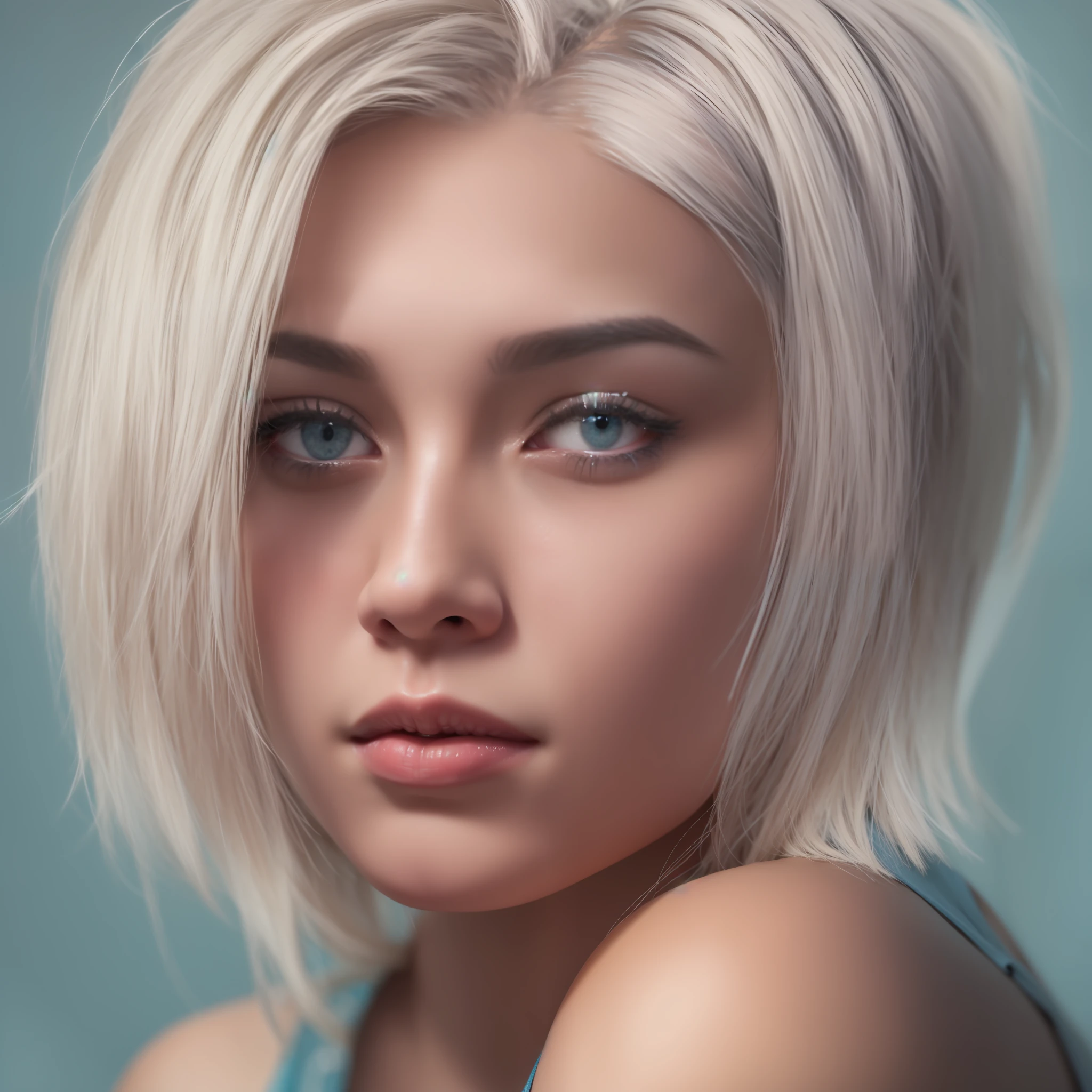 A close up of a woman with a short blond hair - SeaArt AI