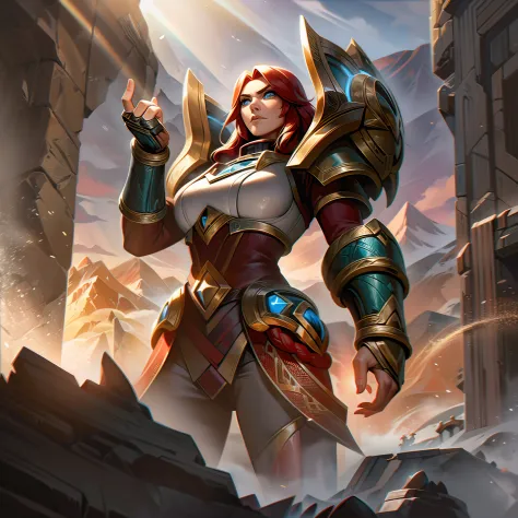 In the majestic splash art of the base skin "Ironforge Astrid," a breathtaking scene unfolds against the backdrop of a soaring m...