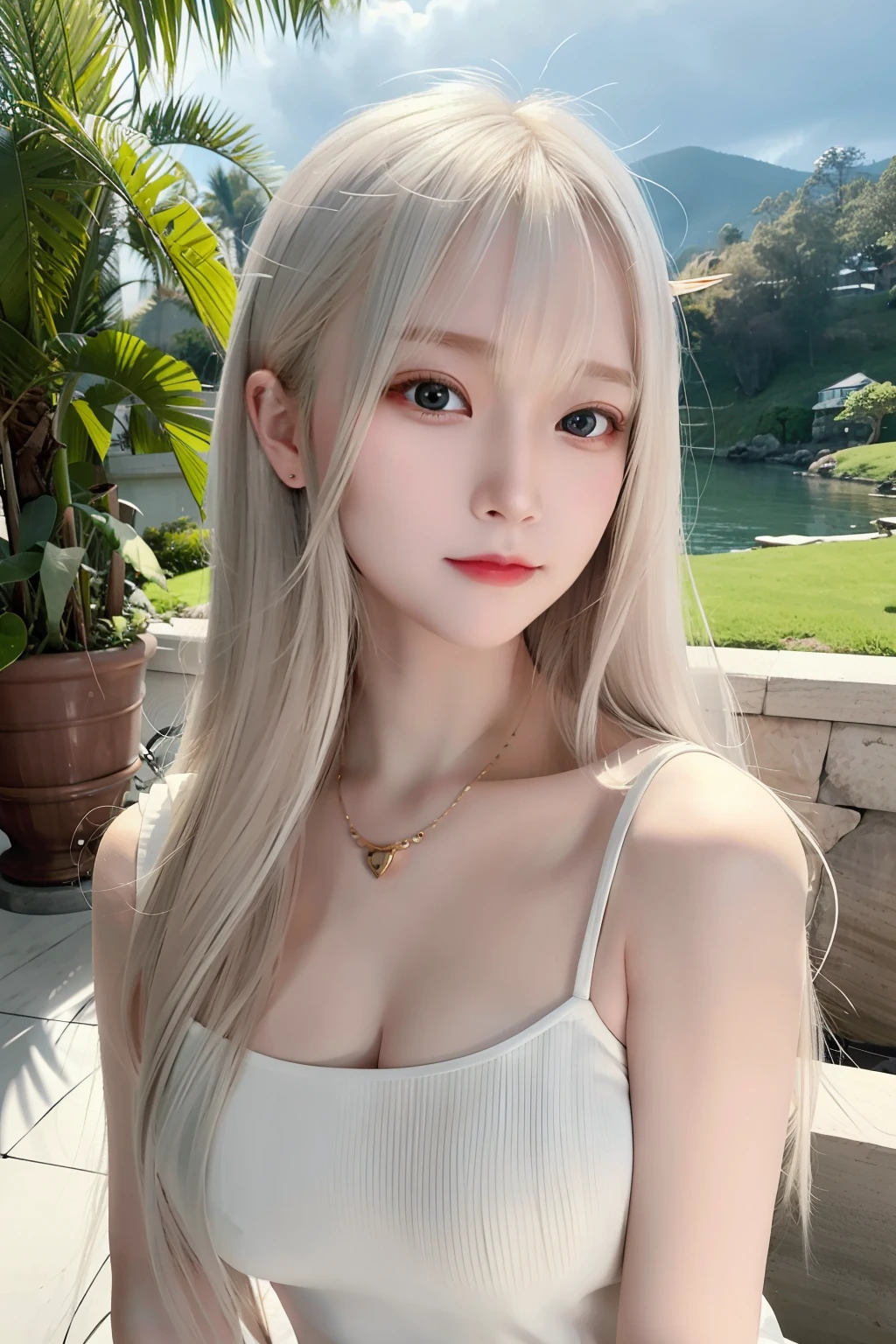 Masterpiece, Best quality, Ultra-detailed, illustration, Close-up, straight on, Face focus, 1girll, White hair, Golden eyes, Long hair, Halo, Angel wings, Serene expression, view the viewer