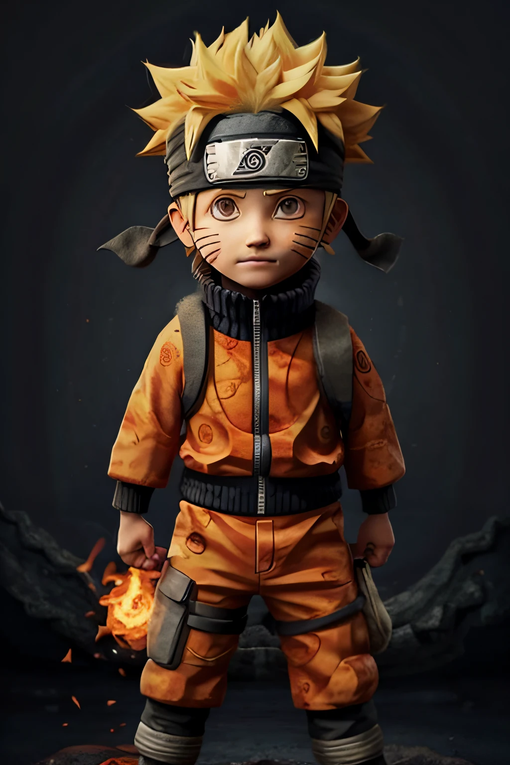 naruto,1人の男の子, 黒_背景, 火, 9キツネの尾,