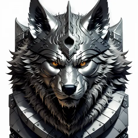 a w44p3n of a silver wolf on a white background