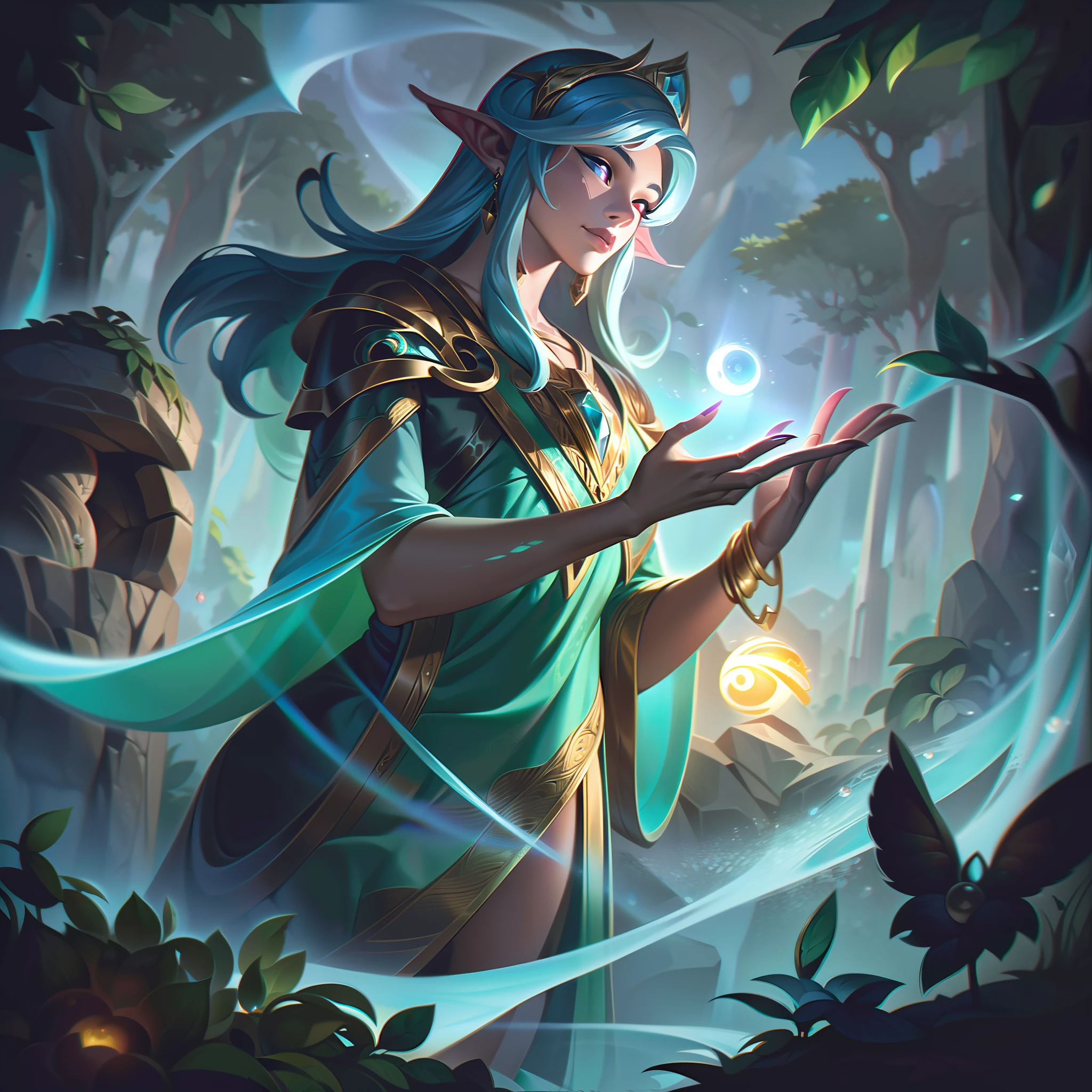 ((melhor qualidade)), ((obra-prima)), (detalhado: 1.4), ..3d, Na arte de splash cativante da skin base, Ekyzia, O devoto de Aelrindel, it is in the middle of the mystical woods of Verdano, The heart of nature's magic. The dim sunlight gently caresses his ethereal elven features, exuding an aura of serene tranquility and deep connection to the natural world. She wears flowing robes adorned with intricate leaf patterns and heavenly motifs, symbolizing his devotion to Aelrindel, The Ancient Guardian of the Forests. In one hand, ela embala um delicado, orbe brilhante, representing the balance of life and the magic it safeguards. with the other hand, it gently reaches the foliage, Where the spirits of the forest appear, attracted by his harmonious presence. Uma aura hipnotizante a envolve, weaving his enchanting spells and amplifying the beauty of his surroundings. Splash art transports viewers to the heart of Vidano's sanctuary, where Ekyzia's compassionate and gracious spirit embodies the very essence of nature's benevolence.
,HDR (high dynamic range),ray tracing,NVIDIA RTX,Super-Resolution,irreal 5,Subsurface dispersão, Textura PBR, Post-processing, anisotropic filtering, profundidade de campo, Maximum clarity and sharpness, texturas multicamadas, Albedo e mapas Speculares, surface shading, Accurate simulation of light-material interaction, perfectly proportions, octan render, Two-tone lighting,Abertura ampla,ISO baixo,White balance,thirds rule,8K BRUTO,