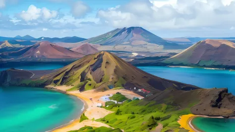 Volcanic island - SeaArt AI