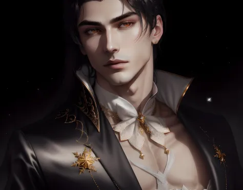 unparalleled masterpiece,(stunning male vampire), (((1guy))), (long White voluminous straight hair),(intricate details),side lighting, (beauty mark under eye),goth Renaissance,glowing (perfect detailed white eyes #FFFFFF), white Roses background, detailed ...