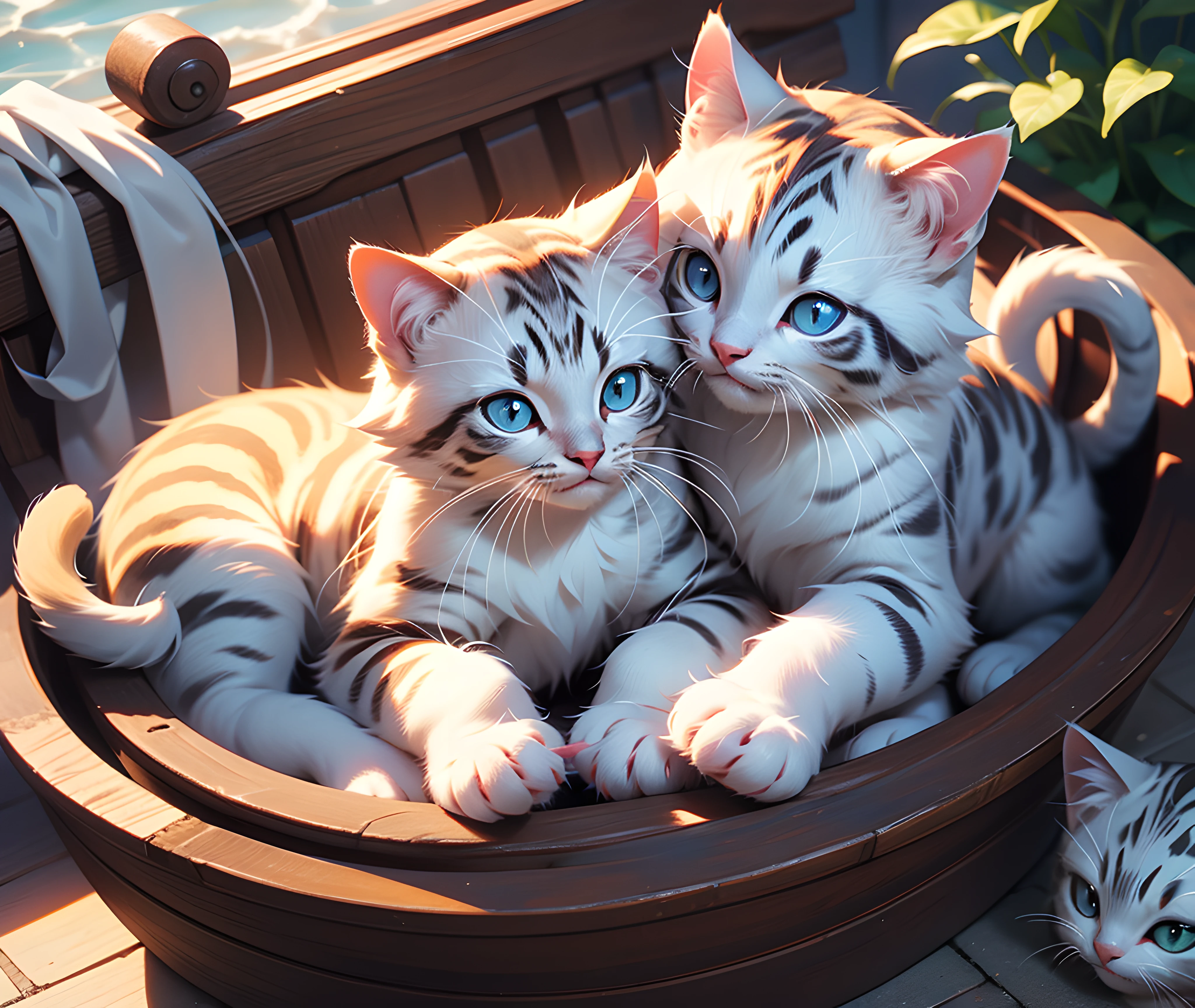 best quality, 4k, a Photomontage of cute kittens, pastel tetradic colors