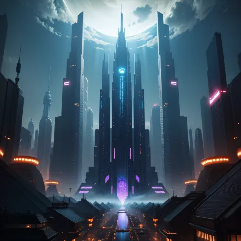 A dazzling sci-fi city。