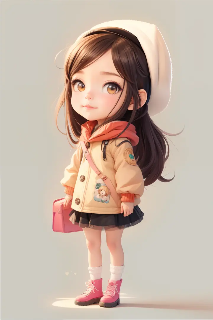 Cartoon girl in hat and jacket, Adorable Digital Painting, Cute digital art, cute detailed digital art, Cute art style, realisti...