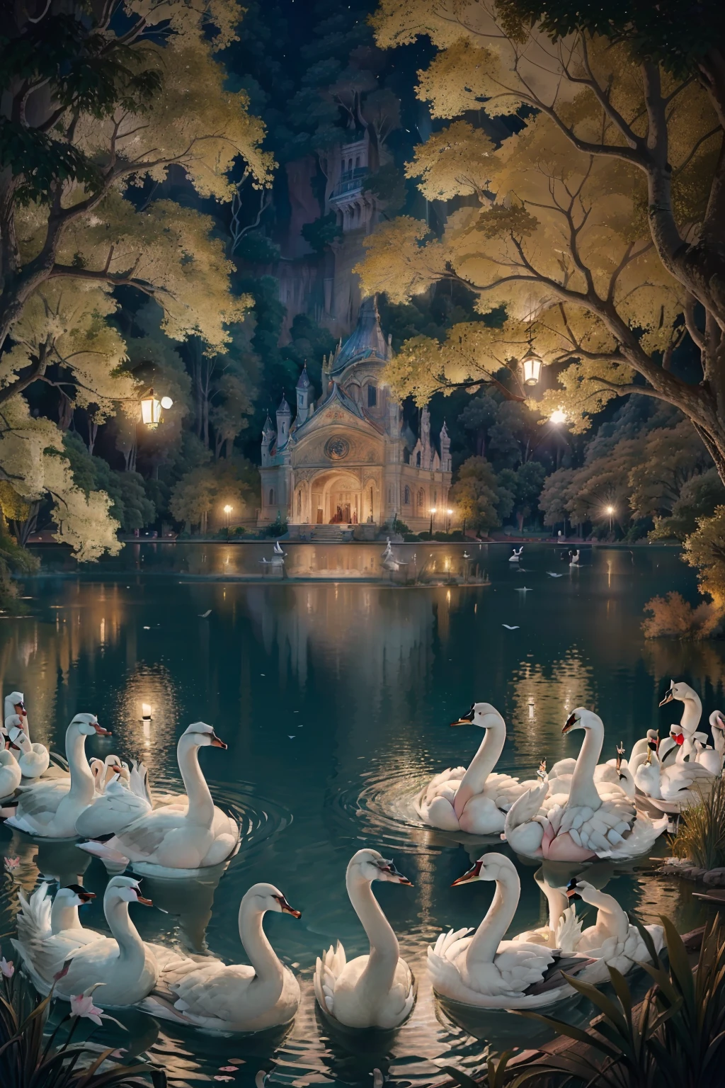 "(((Una escena del ballet "El lago de los cisnes"))), ( vista lateral detras del telon ), acercamiento, Max Quality, detalles exquisitos, theatrical lighting, movimiento elegante, vestuario impresionante, ambiente barroco, artistic touches of Gustav Klimt."