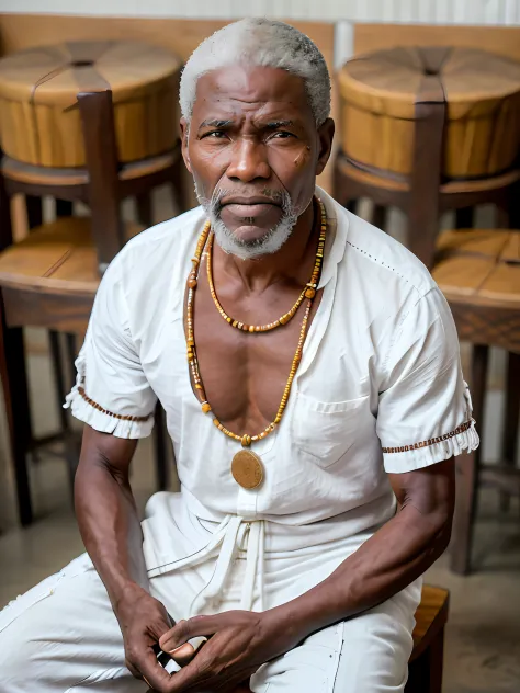 homem africano, por volta dos 60 anos, com rosto marcado pelo tempo e com muitas rugas. his countenance is sad and looks sore. w...