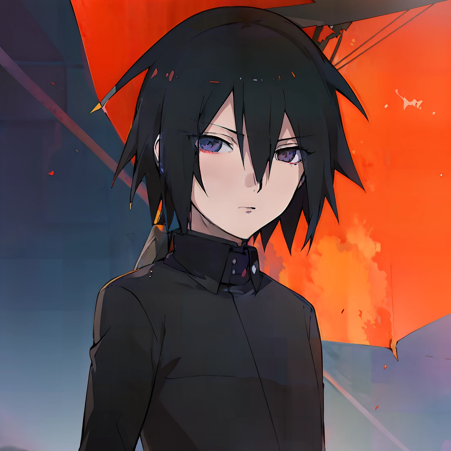 Anime Junge schwarze Bluse