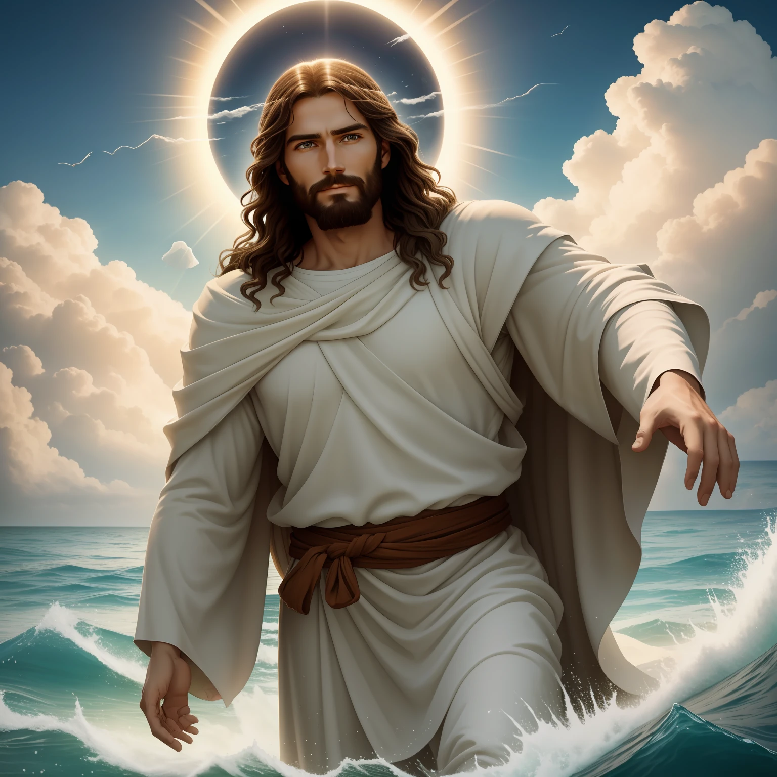 พระเยซูทรงเดินบนน้ำ with a flying cloud in the background, พระเยซูทรงเดินบนน้ำ, ภาพประกอบในพระคัมภีร์, การเป็นตัวแทนในพระคัมภีร์ที่ยิ่งใหญ่, บังคับให้เขาหนี, ออกมาจากมหาสมุทร, ! จับมือกัน!, ขึ้นฝั่ง, เทพเจ้าแห่งมหาสมุทร, การแสดงที่สวยงาม, โมเดล 3 มิติ 8k, เหมือนจริง,
a 3D Realistic of พระเยซู with a halo in the sky, พระเยซู christ, ยิ้มอยู่ในสวรรค์, portrait of พระเยซู christ, พระเยซู face, 33 เทพเจ้าหนุ่มผู้ยิ่งใหญ่, ภาพเหมือนของเทพเจ้าแห่งสวรรค์, เกร็ก โอลเซ่น, gigachad พระเยซู, พระเยซู of nazareth, พระเยซู, ใบหน้าของพระเจ้า, พระเจ้ากำลังมองมาที่ฉัน, เขาทักทายคุณอย่างอบอุ่น, เขามีความสุข, ภาพประจำตัว