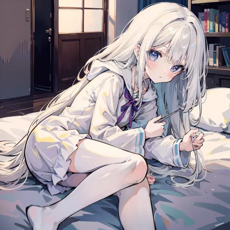 Masterpiece White Hair Loli anime。Lie down in bed