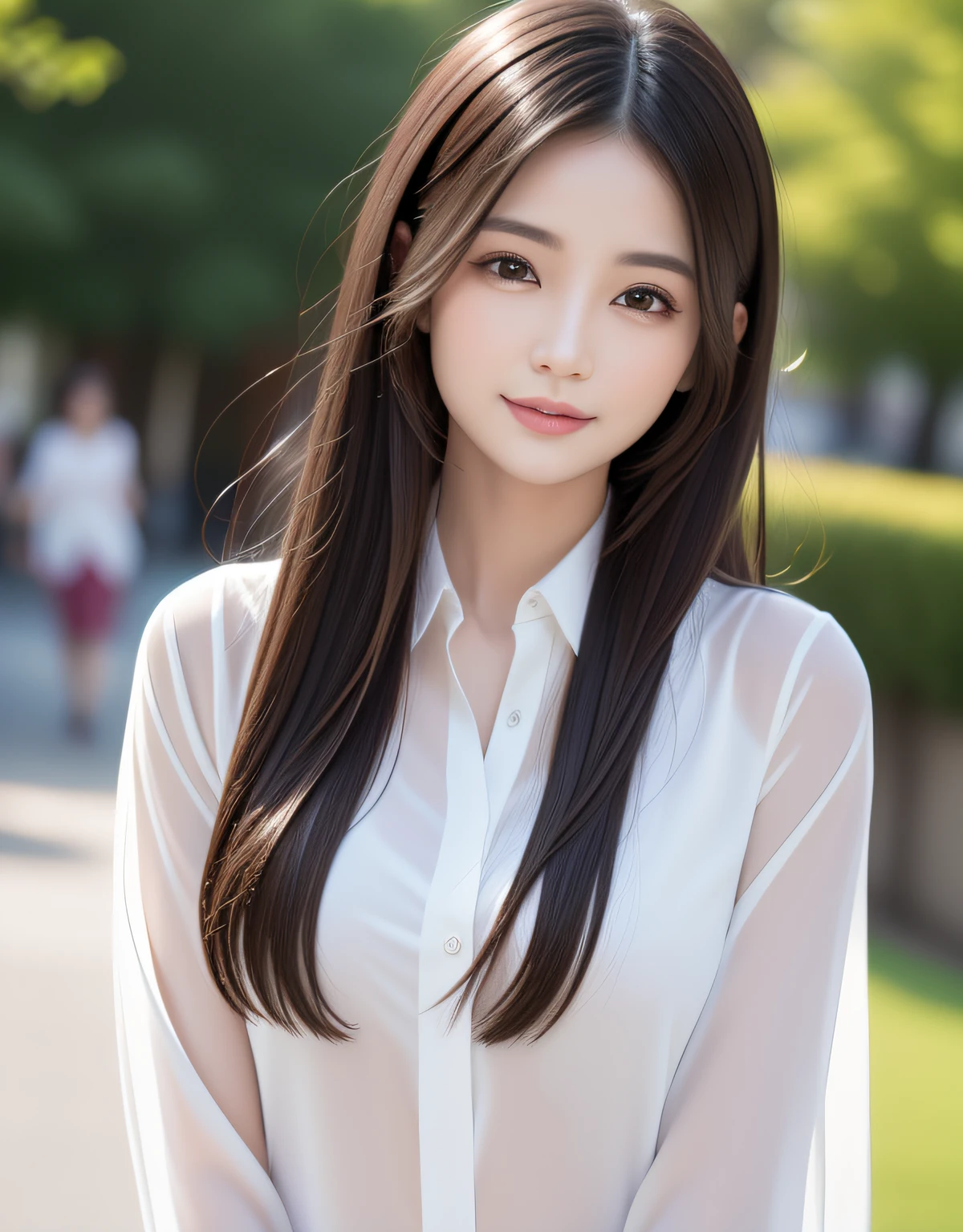 best quality, white skin, real human skin, (detailed fac), oval face, pores, ultra high res, (8k, RAW photo, photorealistic:1.4), 1girl, slim, (looking at viewer with a serene and goddess-like happiness:1.2), ( lipgloss, eyelashes, gloss-face, best quality, ultra highres, Broad lighting, natural shading), oversized jacket, fashion shirt,  cityscape,