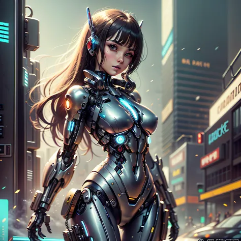 there is a woman in a futuristic suit posing for a picture, cute cyborg girl, beutiful girl cyborg, girl in mecha cyber armor, cyborg girl, cyborg - girl, cybersuit, female cyborg, perfect anime cyborg woman, inspired by Marek Okon, beautiful alluring fema...
