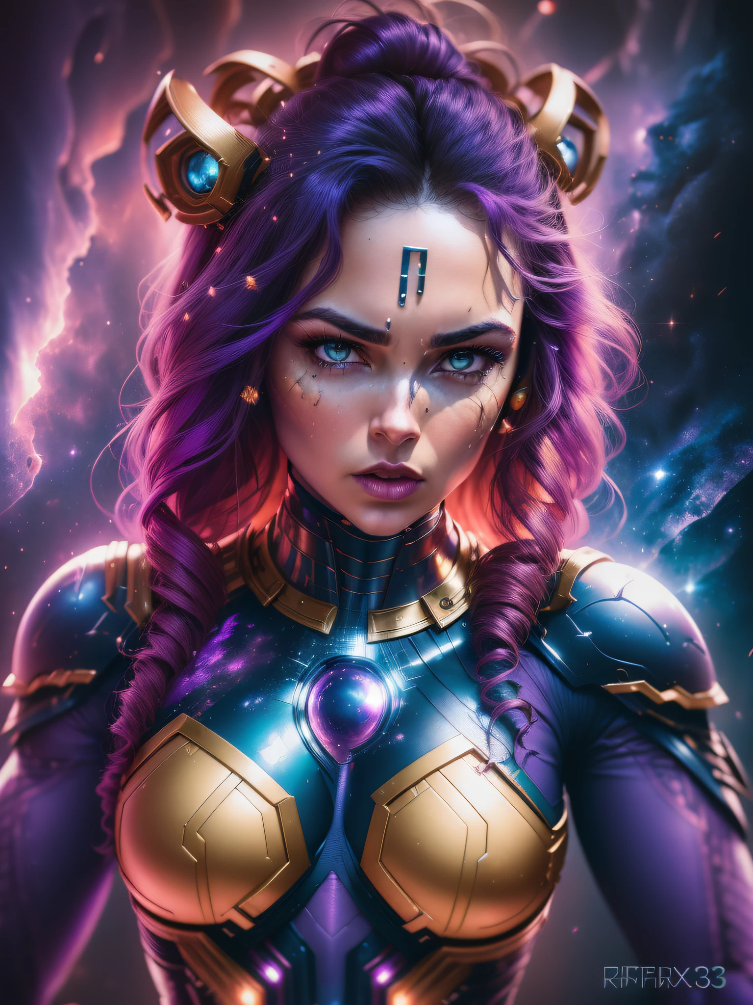 linda mulher, (((inspirada em "nebula" filha de Thanos)), Filme no estilo de, ((Autorretrato frontal)), 8k hd, DSLR, grão de filme, pintura fotorrealista Fujifilm XT3 art midjourney