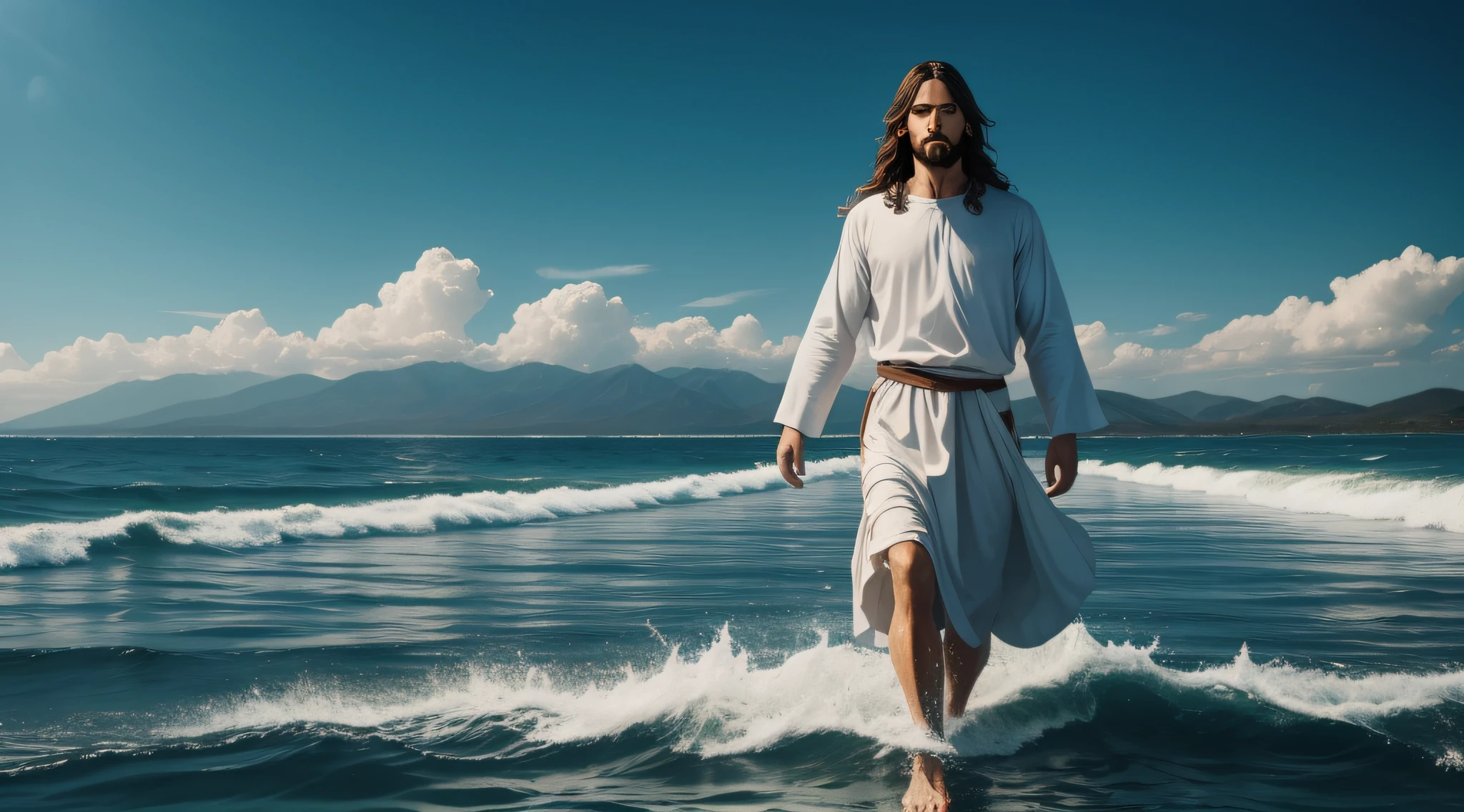 Jesus Walking On Water. - Seaart Ai