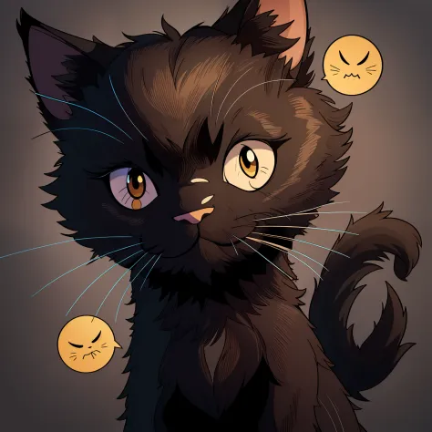 Create a black cat with confucuous expression